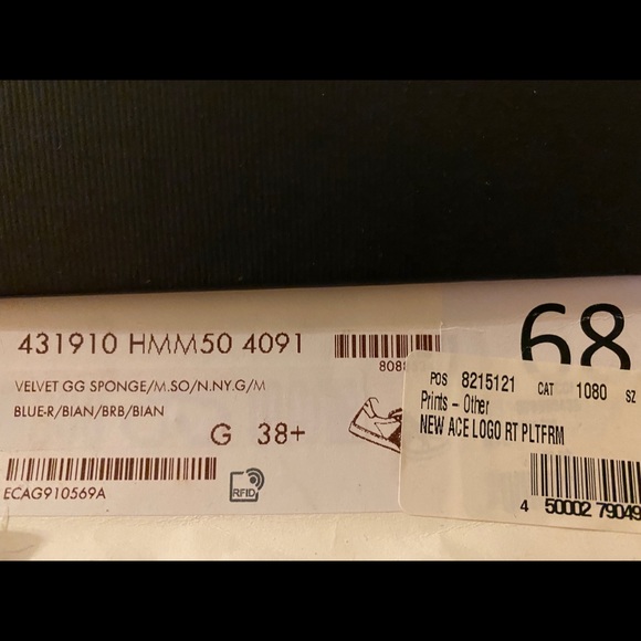 *SOLD* Authentic Gucci Velvet Red and Navy Sneakers - Picture 9 of 11